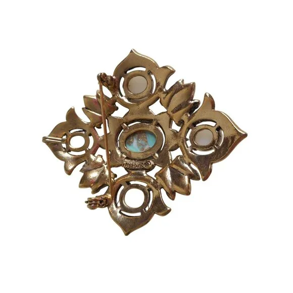 Vintage Estate Costume Sarah Coventry Remembrance Gold Brooch Pin Jewelry - Picture 2 of 3